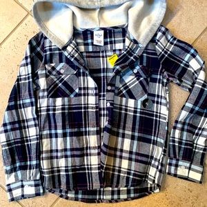 Hooded plaid shirt